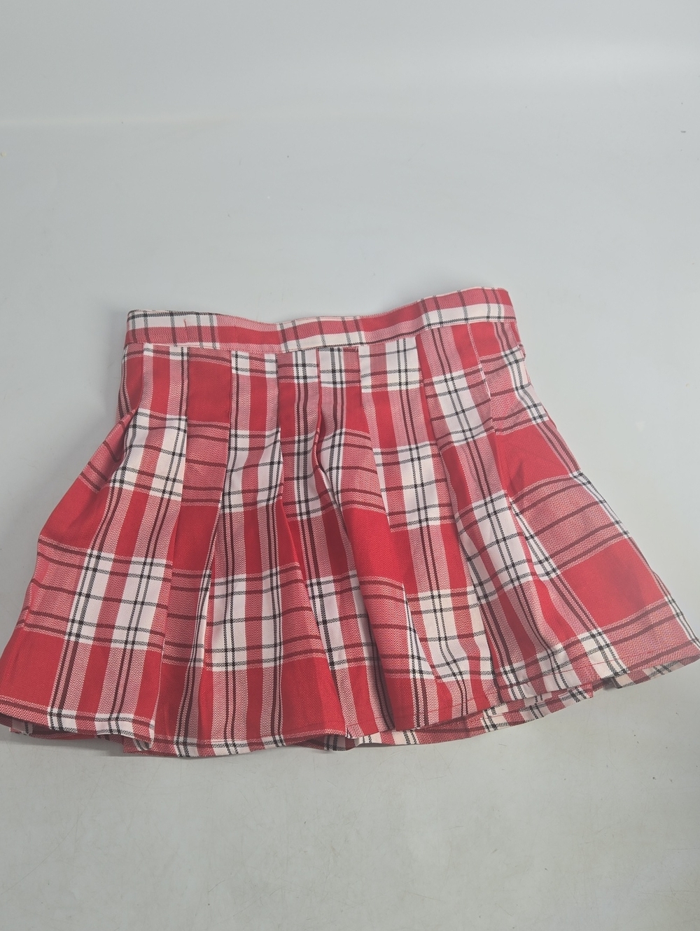 Jolie & Joy Red Plaid Pleated Mini Skirt M
